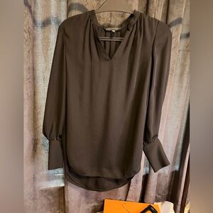 White House Black Market V-Neck Black Blouse